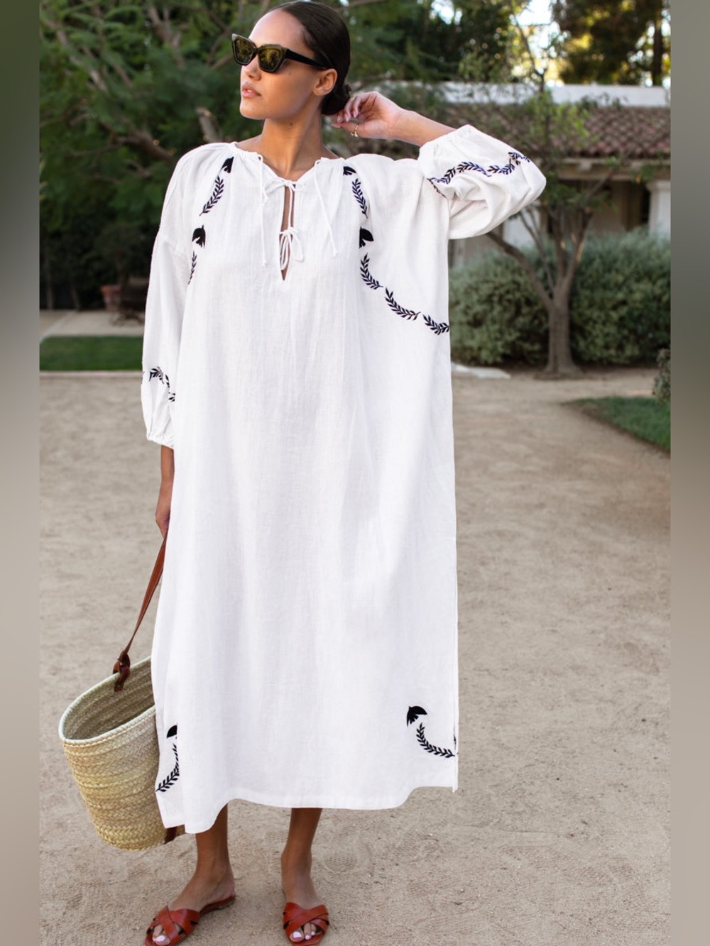 NWT EMERSON FRY LOVE TOMAS FOLK MAXI DRESS - WHITE DOVE EMBROIDERY LINEN